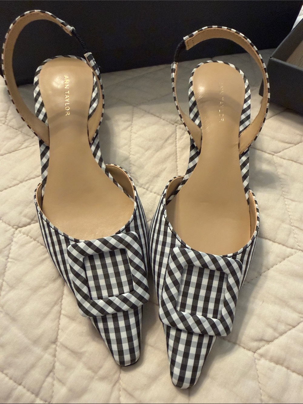 New in box! Ann Taylor Black and White Gingham Slingback Pumps